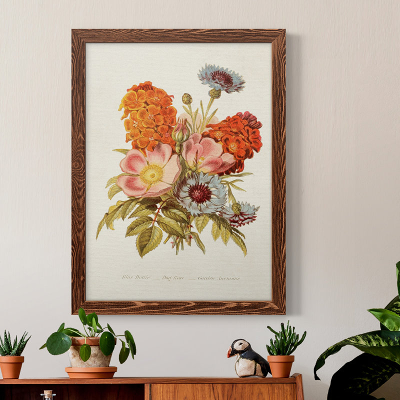 Antique Floral Bouquet II - reproduction d'art sur toile, Érable encadré, H 17 po x l 20 po x P 1 po