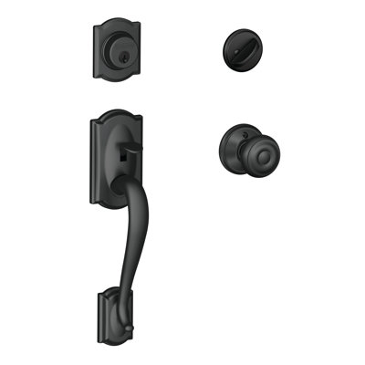 Camelot Handleset with Single Cylinder Deadbolt and Georgian Door Knob and Rosette