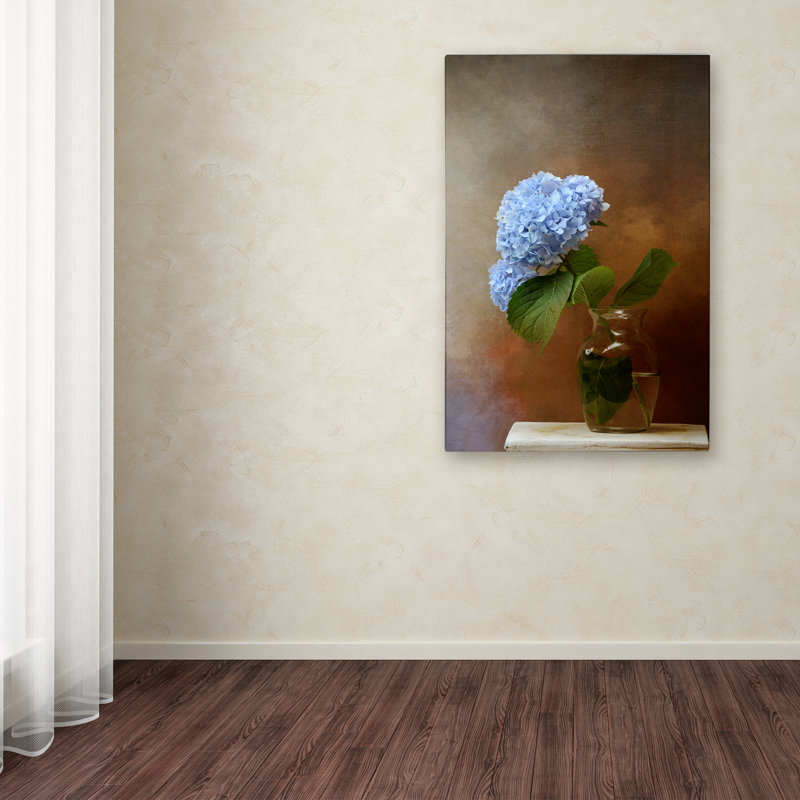 Blue Hydrangea in Vase Canvas Print, 37" x 49"