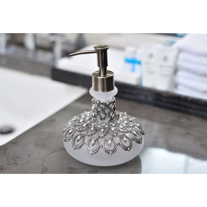 Distributeur de savon et de lotion en verre givré rechargeable avec pompe en étain - Élégant décor de Noël pour la salle de bain et cadeau pour maman