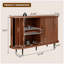 Buffet l 47 po en noyer, armoire d'appoint cannelée avec rebord courbé, crédence à porte coulissante pour salon, salle à manger, cuisine, couloir