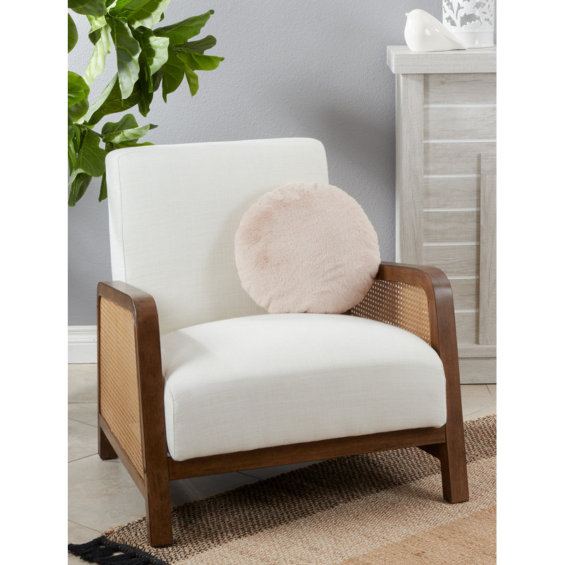 Faux Rabbit Fur Collection Reversible Throw Pillow, Beige