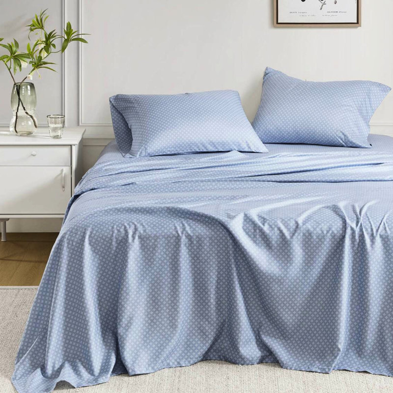 Édredon doux en microfibre à motif floral bleu avec draps, jusqu'à 14 po