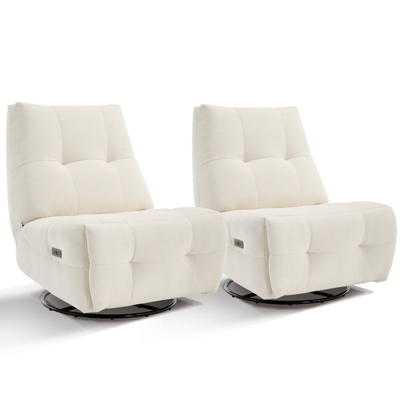 Fauteuil inclinable électrique sans accoudoir de 32,3 po de largeur avec ports USB et Type-C (ensemble de 2)