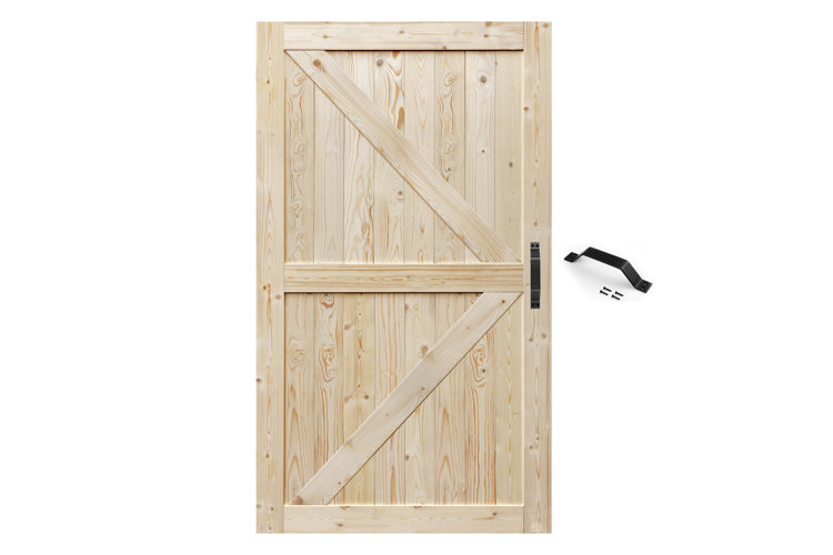 Paneled Wood Unfinished Barn Door without Installation Hardware Kit