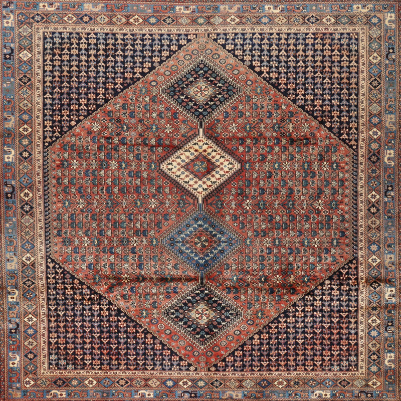 Tapis brun Southwestern, Carré 3 pi