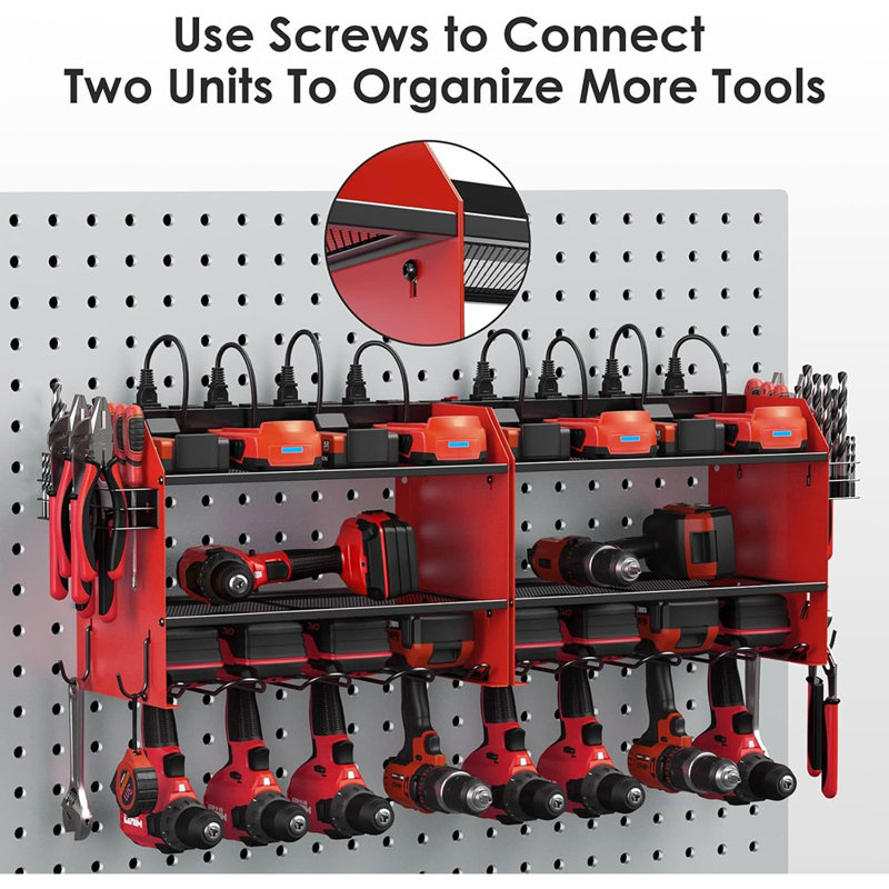 Ensemble de 2 outils muraux modulaires avec station de charge, crochets et support de batterie
