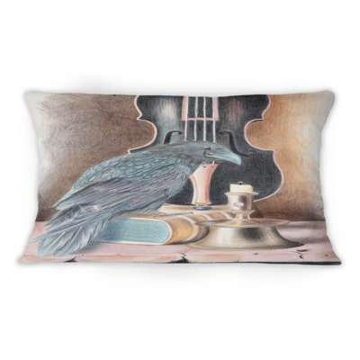 Coussin Raven On A Book With Violin I - Bohemian & Eclectic