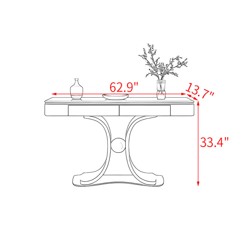 Console légère en métal de style luxueux, 33.4" H x 62.9" W x 13.7" D, Vert