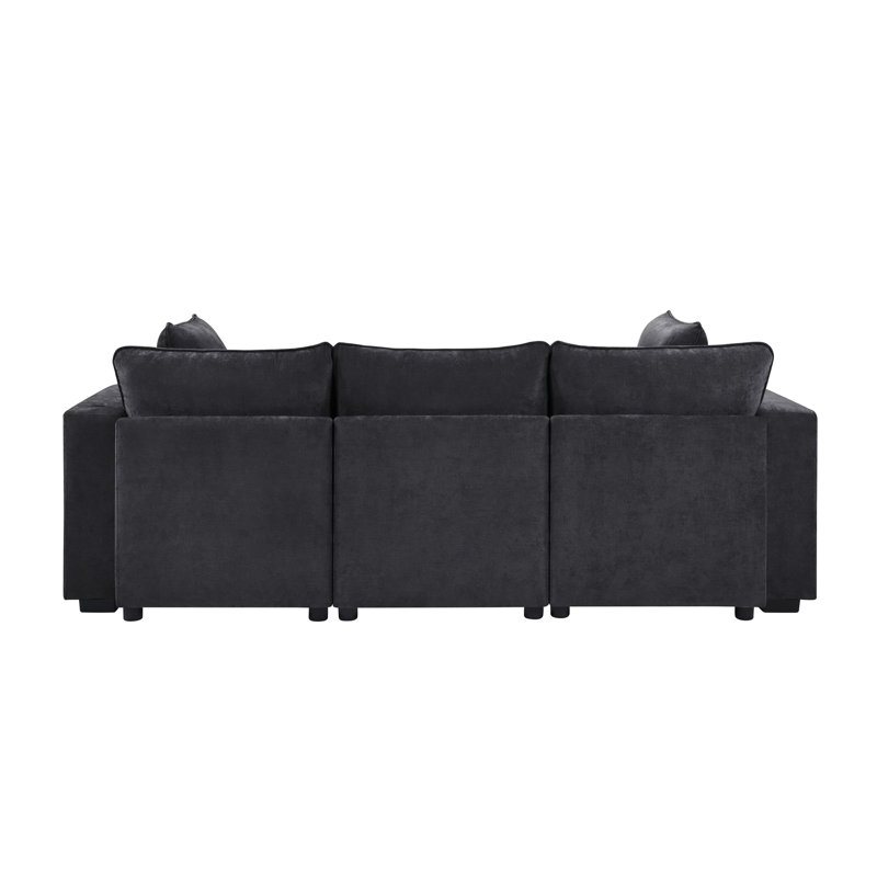 Canapé modulaire moderne Canapé modulaire de 93,7 po, Chenille noir