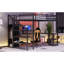 Grand lit mezzanine en métal avec garde-robe et lumière DEL, grand lit mezzanine avec bureau en L et port USB pour enfants, adolescents, adultes, noir