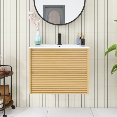 Ensemble de meuble-lavabo mural simple avec lavabo en céramique