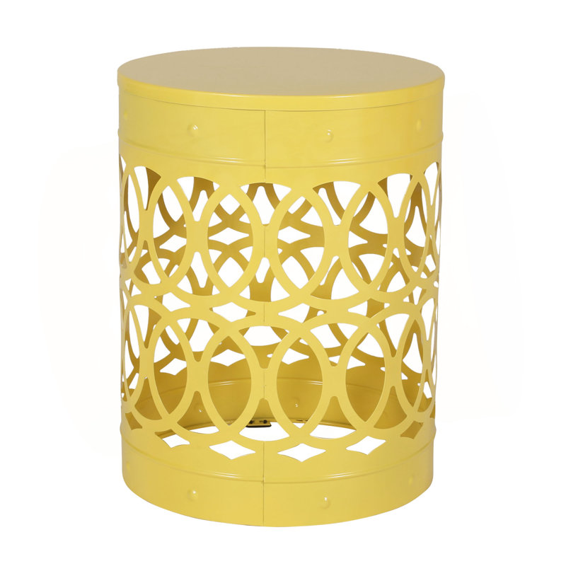 Outdoor Metal End Table -Large, Yellow