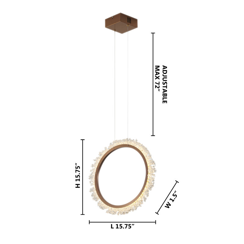 Lustre annulaire à DEL doré transitionnel, 15,75 po x 15,75 po