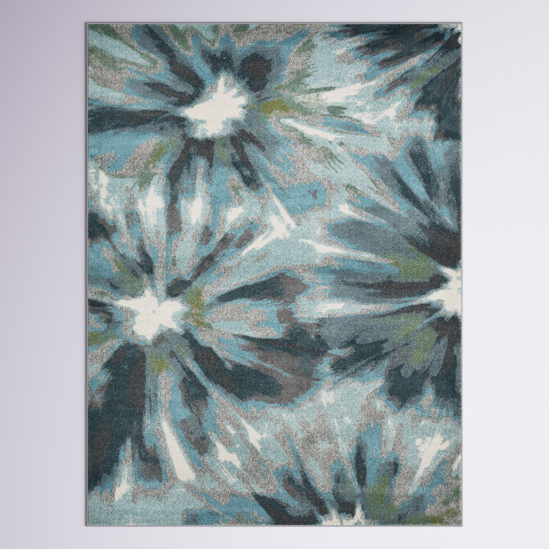 Tapis Carrole, Rectangle 9 pi 10 po x 13 pi 2 po, Bleu sarcelle