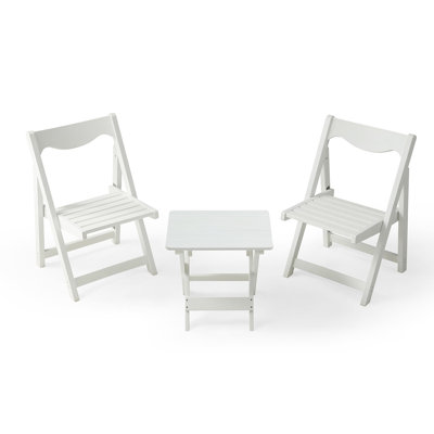 Table et chaise pliantes blanches, 2 chaises pour des moments de tranquillité à l'extérieur ou à l'intérieur.