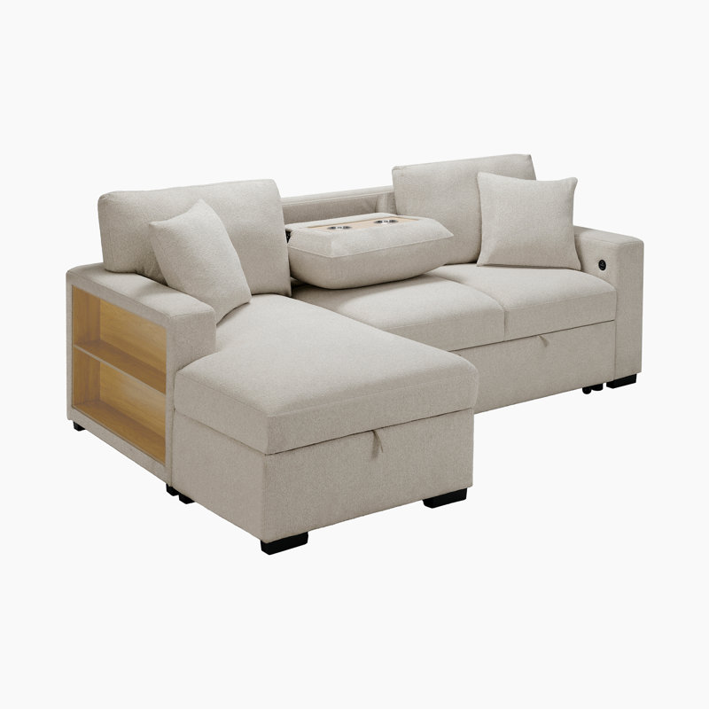 Canapé-lit modulaire Darrielle, Face à la gauche, Tissu beige