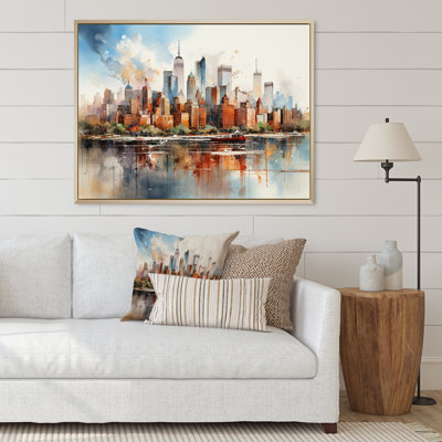 Dreamy New York Scenery Retro Watercolor - New York Wall Decor