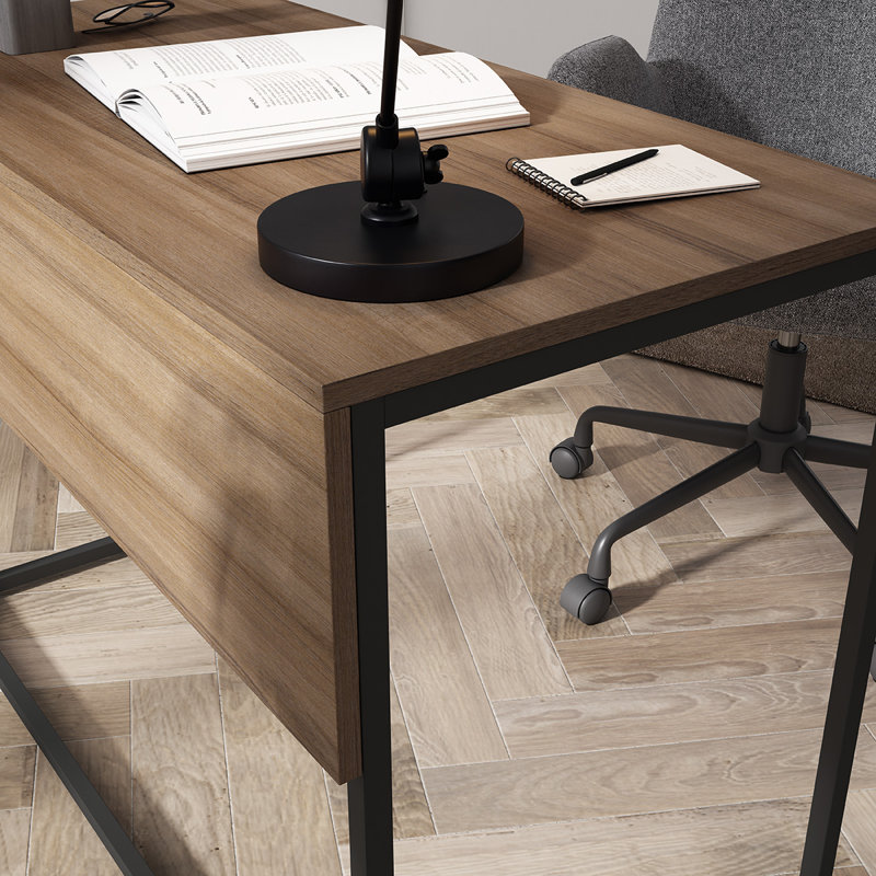 Metal Base Writing Desk, Walnut