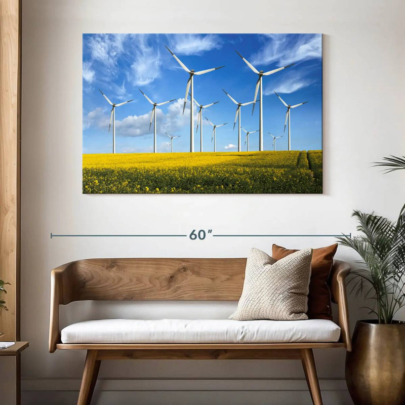 Lilie Wind Turbines In Field, 32" H x 48" W