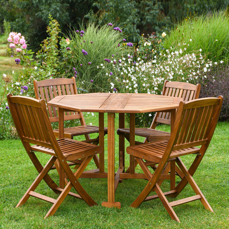 Andraz Acacia Outdoor Garden Dining 4 Person Table Set