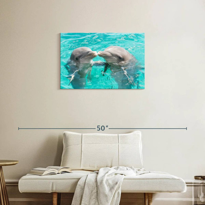 Dauphins s'embrassant, H 20 po x l 30 po