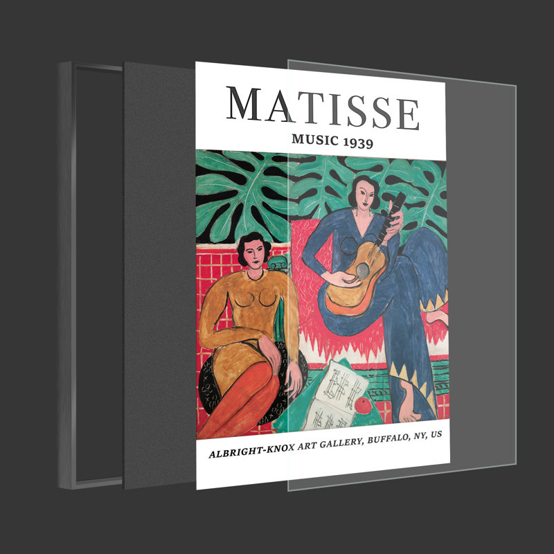 Matisse Aesthetic Abstract - Impression sur toile, Cadre noir, H 16 po x l 12 po x P 1,5 po