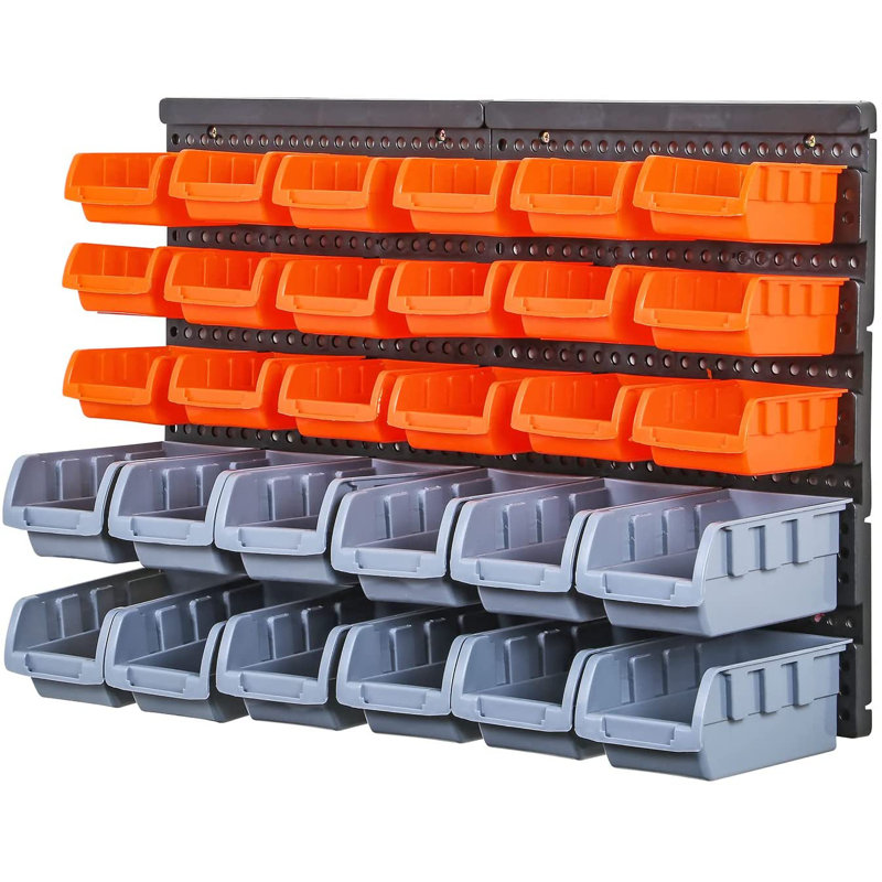 30 Piece Storage Bins and Backboards Tool Organiser Box Set