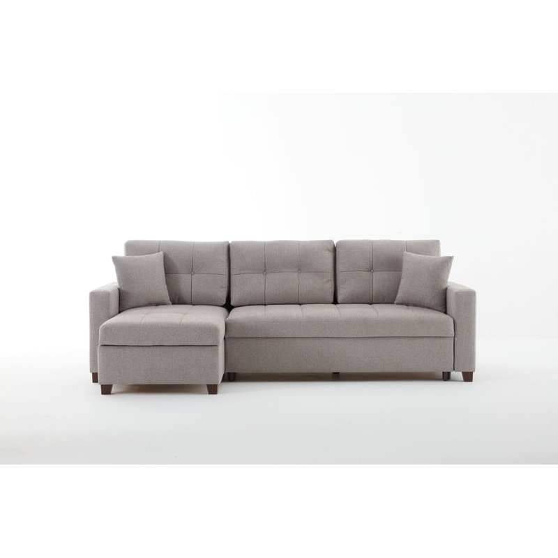 Upholstered Sectional, Gray Fabric, Left Hand Facing