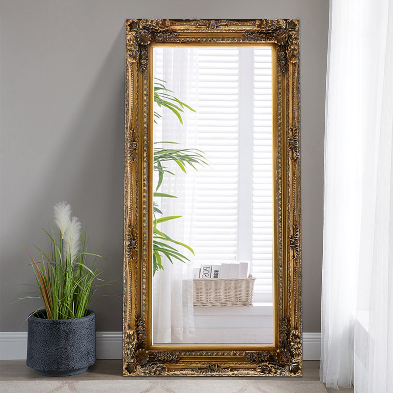 Dunmurry Solid Wood Arch Wall Mirror, Gray, 173cm H x 87cm W