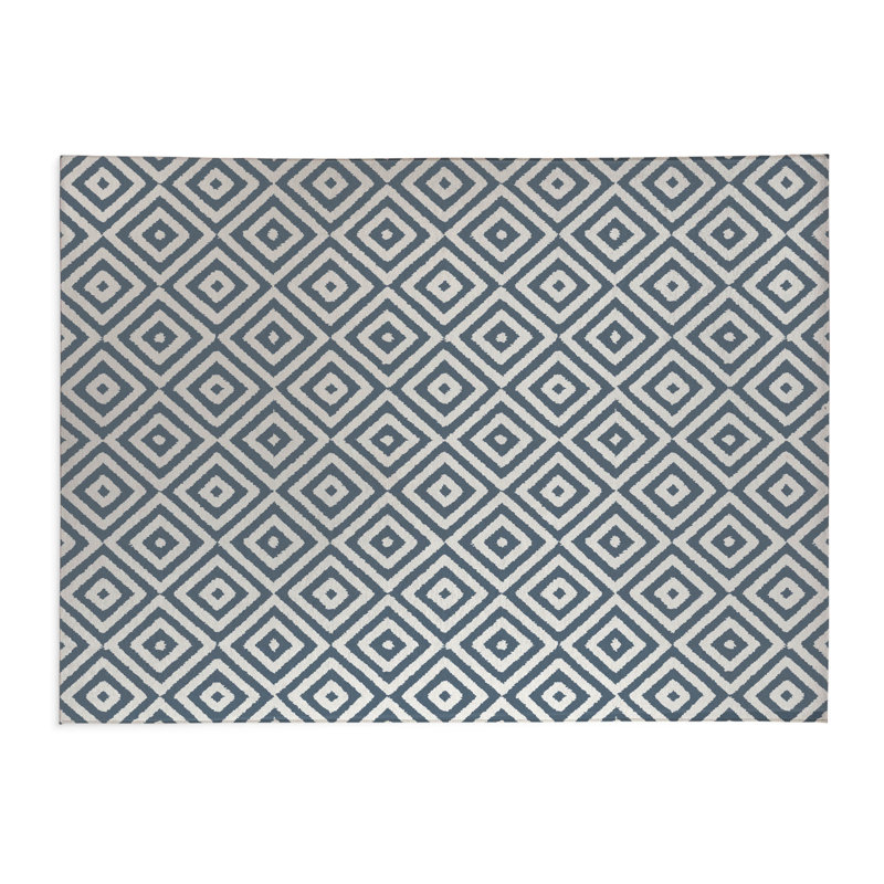 Tapis de cuisine léger antidérapant Ikat Eye, Bleu, Rectangle 5 pi x 7 pi