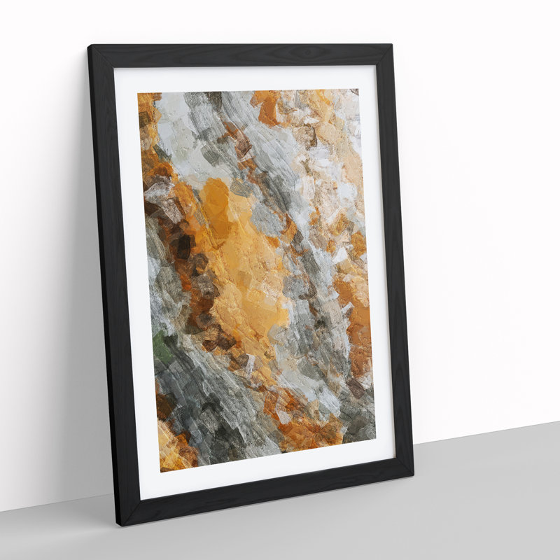 Brown Sugar Abstract - Wall Art, Black Framed, 66cm H x 48cm W x 2cm D, White