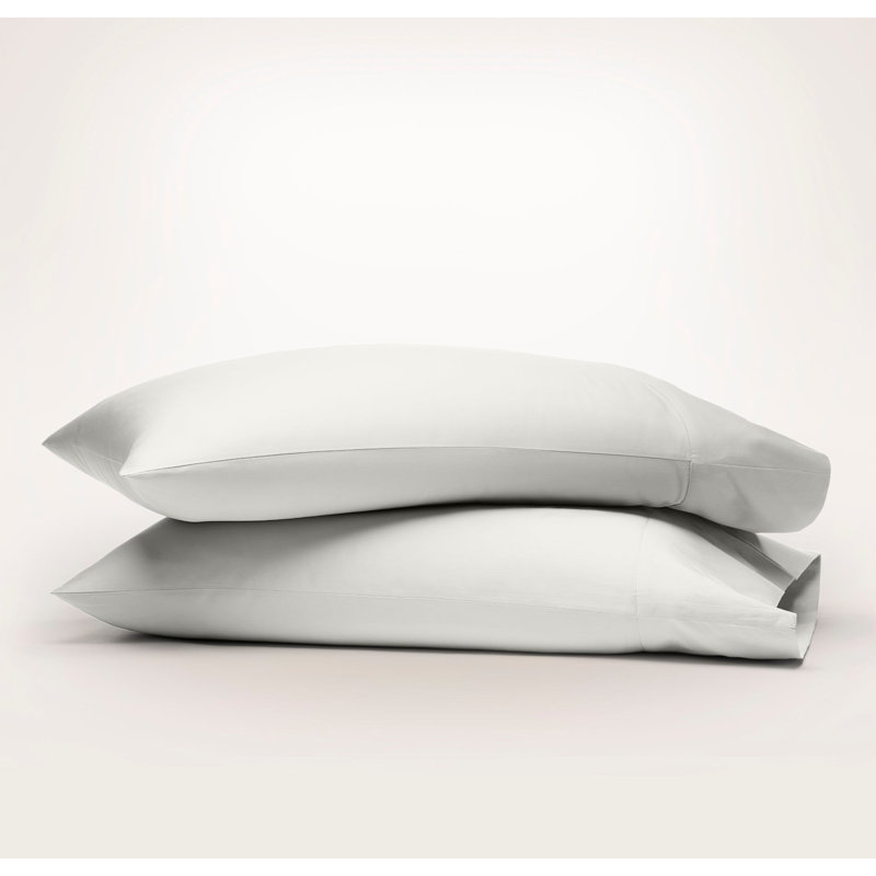 Percale Hemmed Pillowcase Set, Mist, King Pillowcase