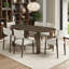 7-Piece Oval Dining Set – 71” Rustic Farmhouse Solid Wood Kitchen Table for 6, Large Walnut Table with 6 Espresso Chairs & Beige Linen Cushions – Retro Country Dinette for Dining Room, Kitchen