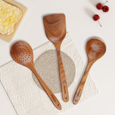 Cuillères en bois pour la cuisine Morfone, ustensiles de cuisine en bois teck naturel
