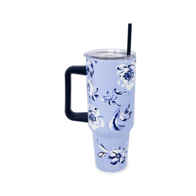 Stainless Steel 40 Oz. Tumbler, Floral Toile