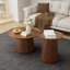Ensemble de 2 tables basses rondes, grandes et petites tables centrales et d'appoint en bois, finition noyer moderne pour le salon et le bureau