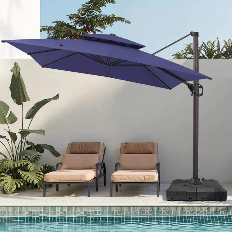 128'' X 104'' Rectangular Cantilever Umbrella with Weighted Base, Navy
