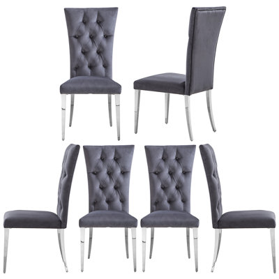 Macfadyn Tufted Velvet Upholstered Back Cantilever Chair Dining Chair -  Everly Quinn, 8385DCF4DF6A4255B4DE5795ED4FA597