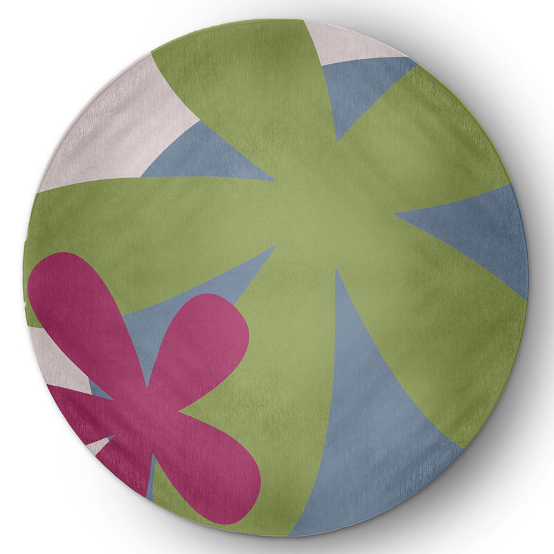 Chenille Floral Indoor / Outdoor Rug, Round 5'