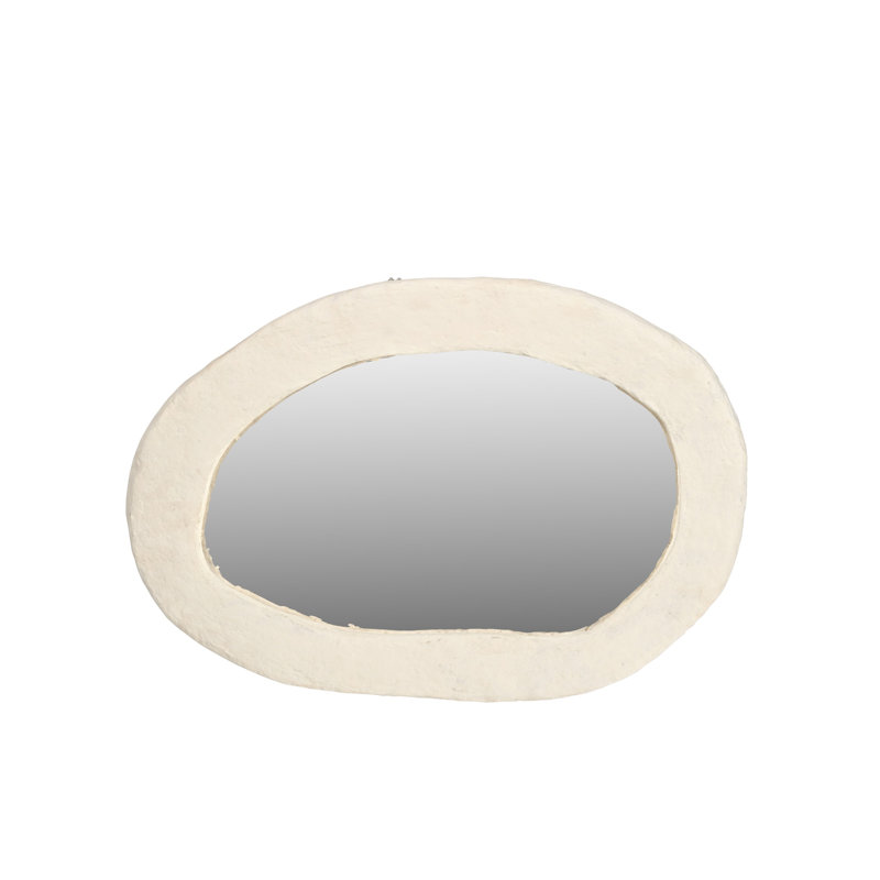 Miroir rond en papier mâché blanc cassé