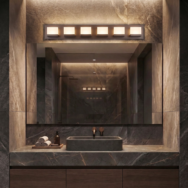 Éclairage pour salle de bain à DEL en bronze huilé à intensité variable à 6 lumières Aianna
