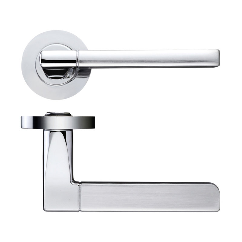 Venice Latch Door Handle, Satin Chrome/Polished Chrome