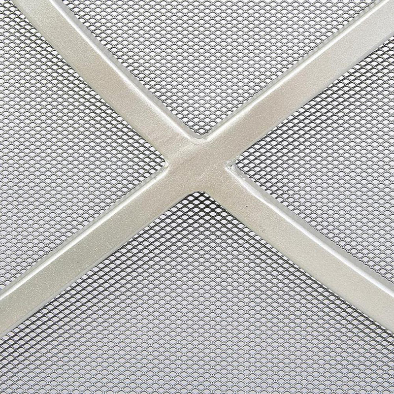 Boxwoods Bifold Iron Fireplace Screen, Oyster White