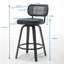 Ensemble de 3 tabourets de bar pivotants de style moderne Mid-Century avec dossier en canne, structure en bois de noyer et siège pivotant à 360 °-1868808100-1868808106