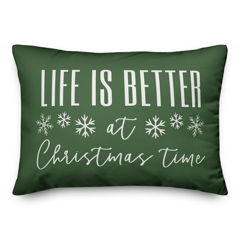  Coussin lombaire rectangulaire Life is Better at Christmas Time, Vert foncé