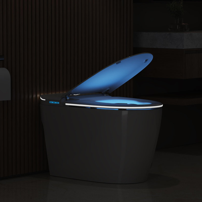 Smart Toilet with Ergonomic Heated Seat, Auto Lid Opening, Foam Shield, Instant Warm Bidet/Rear Wash & Dryer, UV Sterilization, 1.2 GPF Auto/Backup Flush, Night Light, Remote Control, Elongated, White