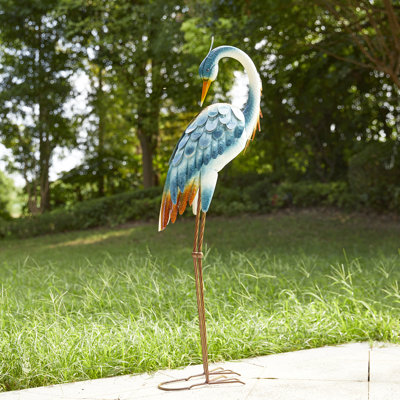 Statue de jardin grue debout en métal H 38,5 po