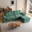 Canapé modulaire en forme de L avec repose-pieds - Canapé-lit en velours côtelé à assise profonde, conception en mousse tout nuage (sans assemblage), housses amovibles lavables-1002734733