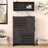 Multi-Functional Tipping Bucket Shoe Cabinet with Wall Cabinet, Space-saving Design Foyer Cabinet with 2 Flip Drawers-1469684036